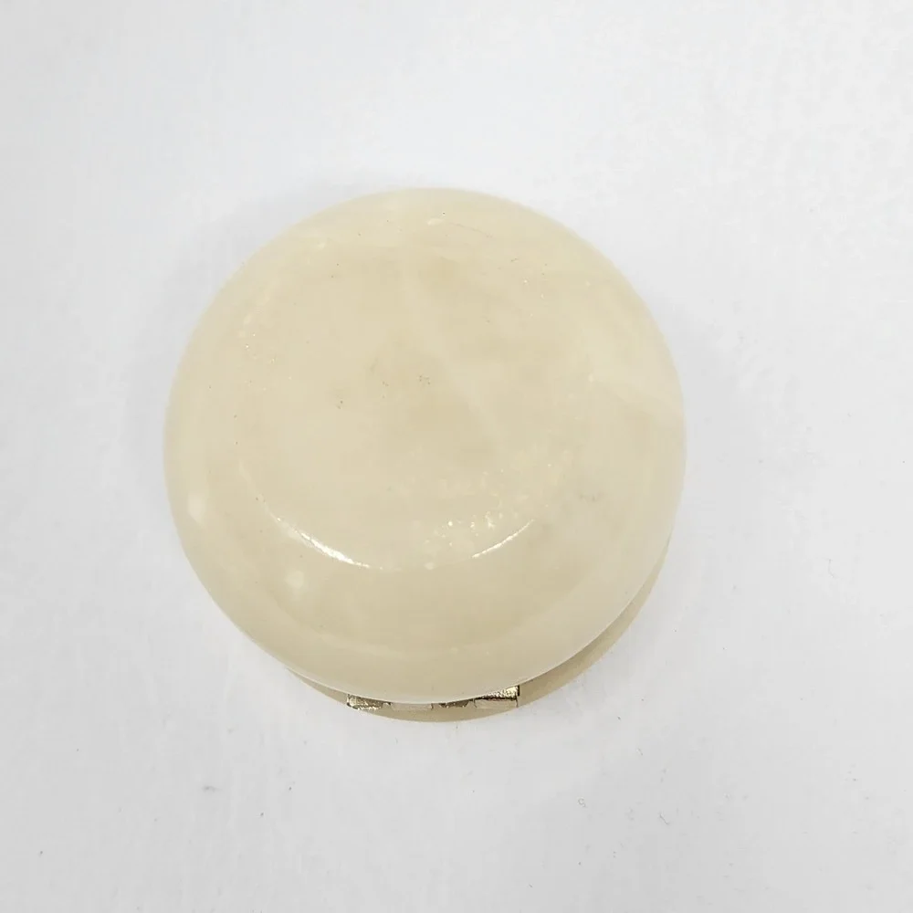 Vintage Alabaster Trinket Box Hand Painted Pink Rose Hinged Round Made in Italy